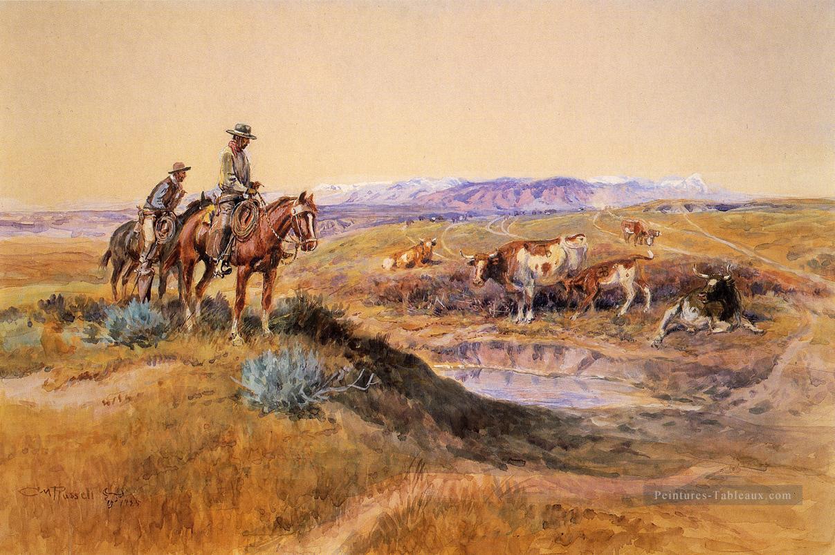 Travaillé sur cowboy Charles Marion Russell Indiana Peintures à l'huile